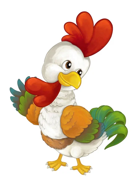 Cartoon farm animal - cheerful rooster — Stock Photo, Image