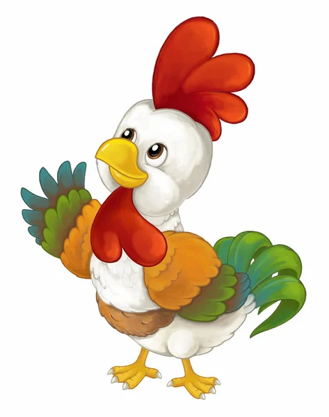 Cartoon farm animal - cheerful rooster — Stock Photo, Image