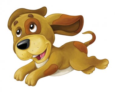 Karikatür mutlu köpek atlama ve seyir