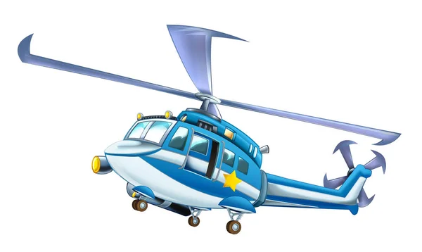 Dessin Animé Drôle Heureux Hélicoptère Illustration Pour Les Enfants — Photo