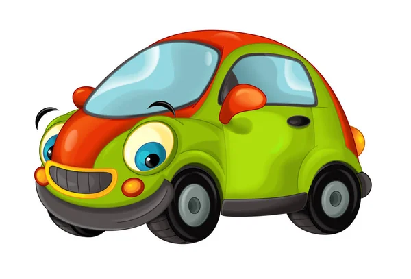 Cartoon sports car smiling and looking