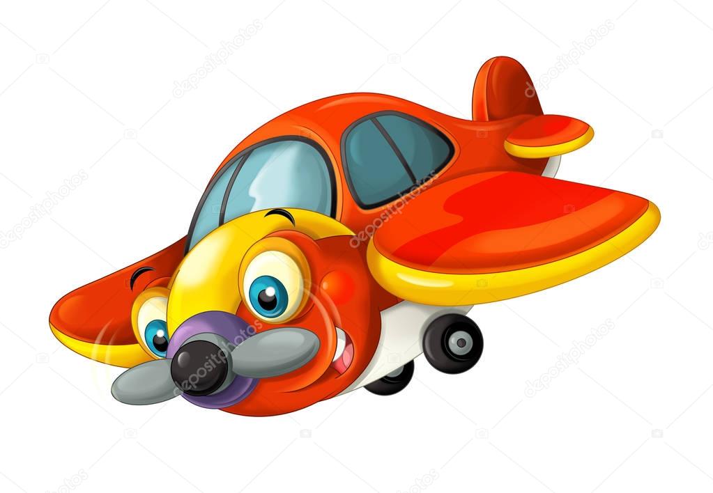 traditional plane with propeller smiling and flying