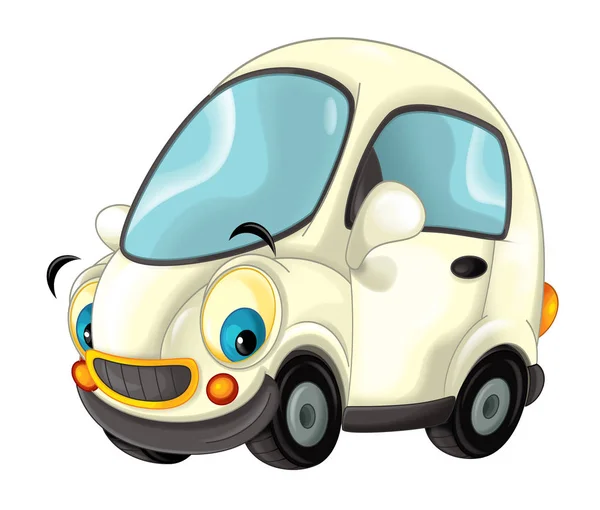 Cartoon sports car smiling and looking