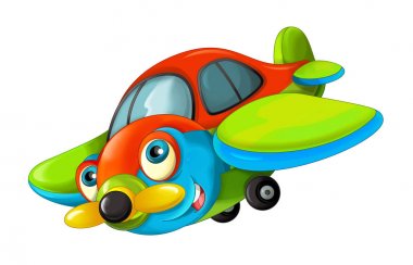 traditional plane with propeller smiling and flying clipart