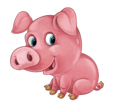 Karikatür mutlu domuz seyir ve gülümseyen