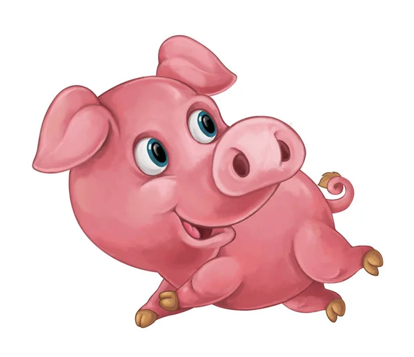 Cartoon szczęśliwy świnia jest patrząc i uśmiechając się — Zdjęcie stockowe