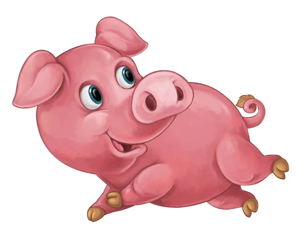 Cartone animato maiale felice sta guardando e sorridendo — Foto Stock