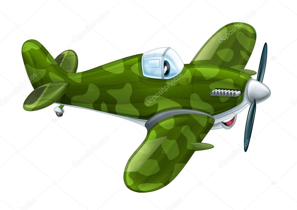 military plane with propeller flying and smiling