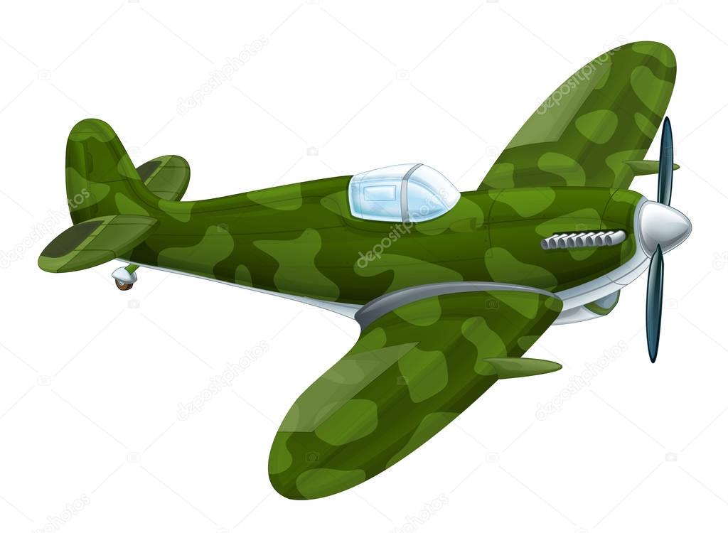 traditional military plane with propeller flying