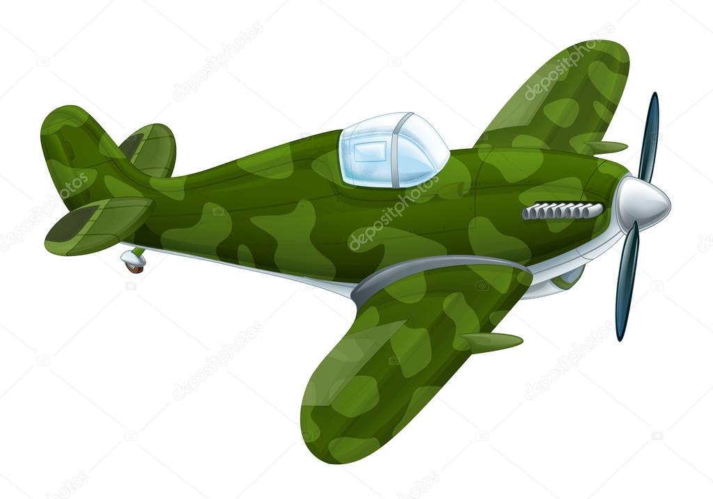 traditional military plane with propeller flying