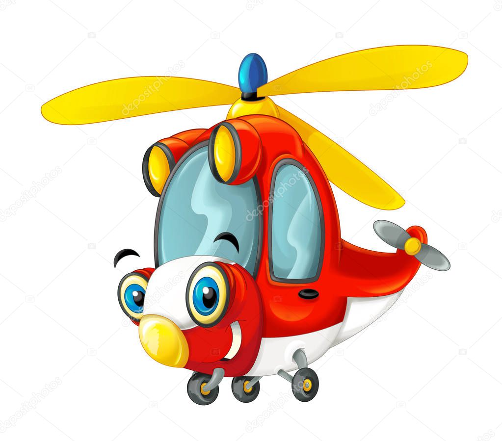 Cartoon fireman helicopter