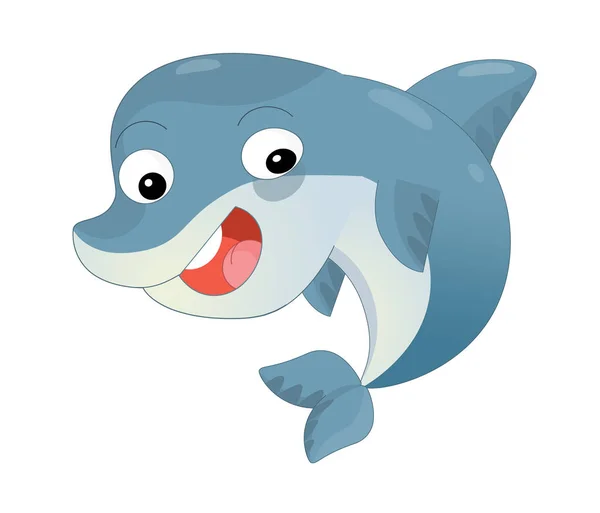 Cartoon dolphin swimming and looking — Stock Photo, Image