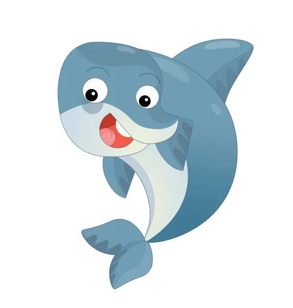 Delfín de dibujos animados nadando y mirando —  Fotos de Stock