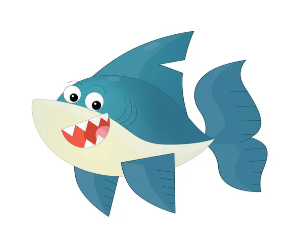 Cartoon happy and funny sea shark — Stock Photo, Image