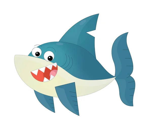 Cartoon happy and funny sea shark — Stock Photo, Image