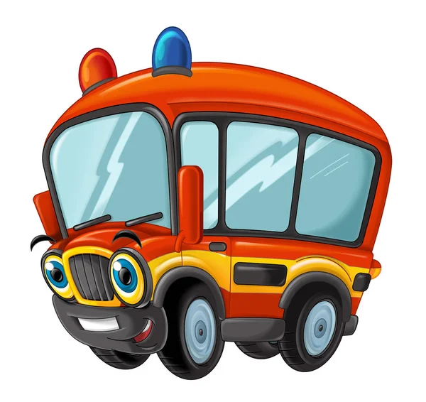 Feu de dessin animé pompier bus — Photo
