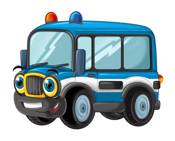 Cartone animato felice e divertente autobus della polizia — Foto Stock