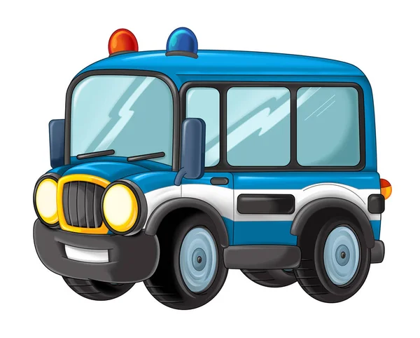 Desenhos animados ônibus policial feliz e engraçado — Fotografia de Stock