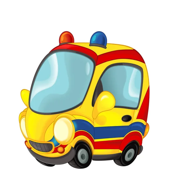 Dibujos animados feliz y divertido coche ambulancia —  Fotos de Stock