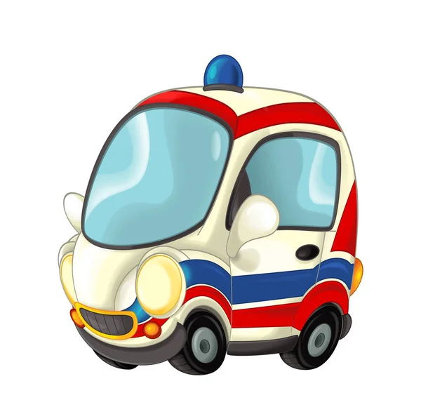 Dibujos animados feliz y divertido coche ambulancia —  Fotos de Stock