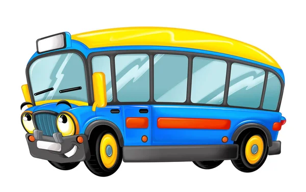 Cartoon šťastný a vtipné kreslené autobus — Stock fotografie