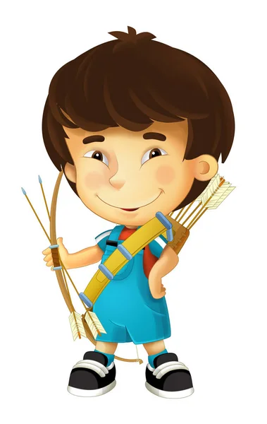 Boy with bow and arrows - archer — Stock Photo, Image