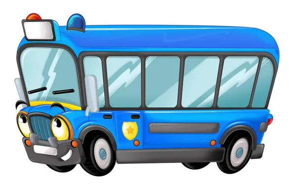 Kreskówka wyglądający zabawny autobus policyjny — Zdjęcie stockowe