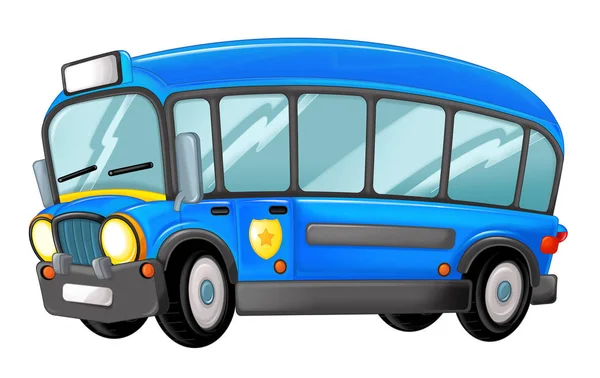 Cartoon funny looking police bus — Stock Photo, Image