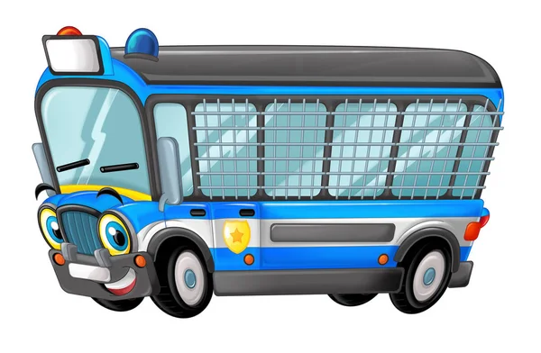Cartoon funny looking police bus — Stock Photo, Image