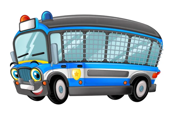 Dibujos animados divertido buscando autobús de la policía — Foto de Stock