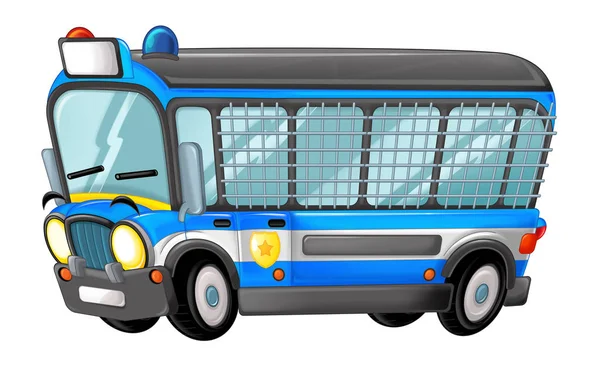 Cartone animato divertente cercando autobus della polizia — Foto Stock