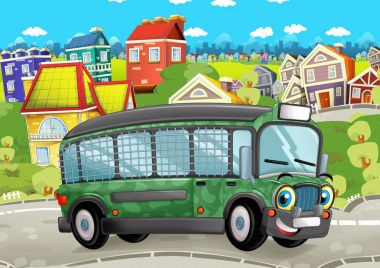 askeri otobüs şehrin içinden sürüş