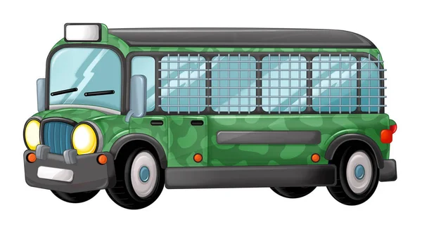 Kreslený Legrační hledá vojenský autobus — Stock fotografie