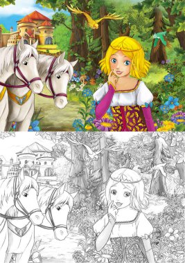 kadın onun atları castle yakınındaki ormanda