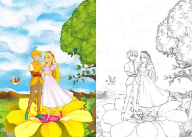 şirin Kraliyet çifti çayır üzerinde