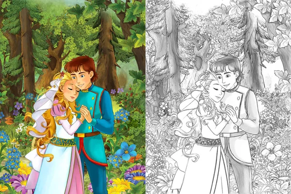 Χαριτωμένο πρίγκιπας και η πριγκίπισσα στο δάσος — Φωτογραφία Αρχείου