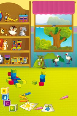 Çizgi film sahne ile gardırop toys-in tam 