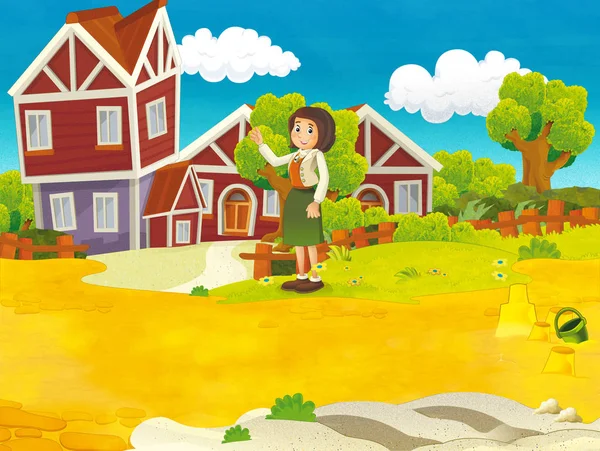 Animado: paisaje para niños | Escena de dibujos animados naturaleza