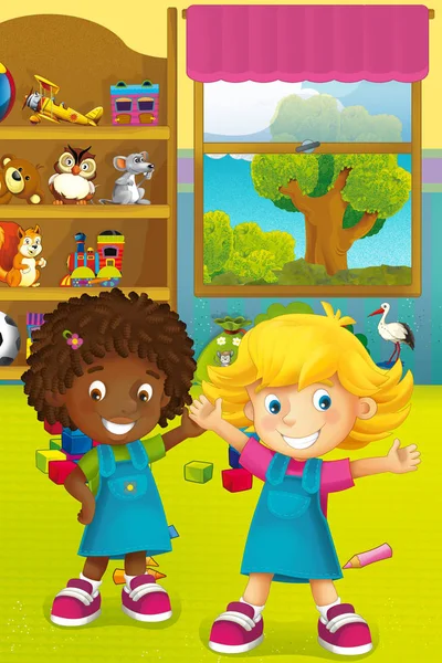 Children in some kindergarten and wardrobe — Stock Photo, Image