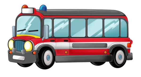 Wyglądający zabawny autobus kreskówka kreskówki — Zdjęcie stockowe