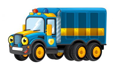 karikatür mutlu ve komik polis kamyon 