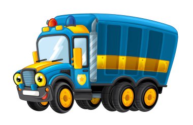 karikatür mutlu ve komik polis kamyon 