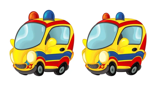卡通快乐和有趣的救护车车 — 图库照片