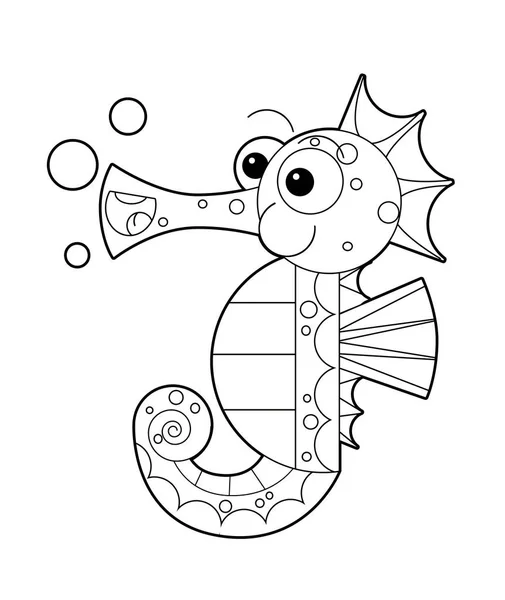 Hippocampe avec bulles - pour colorier — Photo