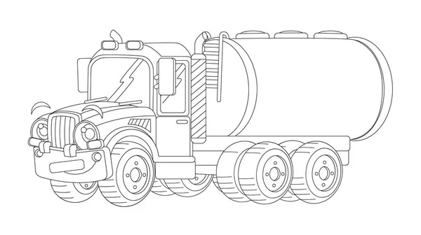 Cartone animato camion carico felice con serbatoio — Foto Stock