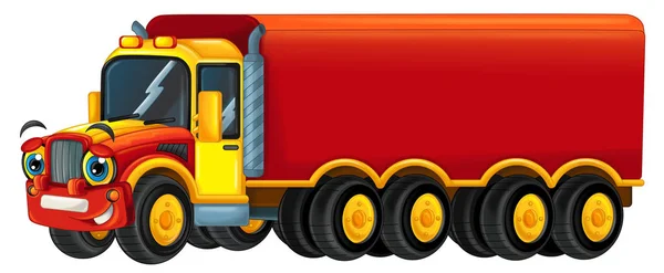 Caminhão de carga dos desenhos animados com reboque — Fotografia de Stock