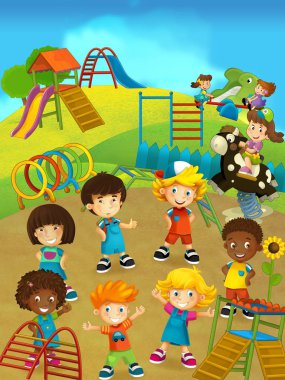 Çocuklar oyun alanında eğleniyor.