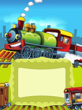 Metin için yer ile çizgi film tren sahnesi