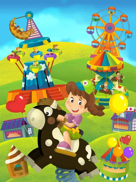 Kreskówka dzieci zabawy na placu zabaw — Zdjęcie stockowe