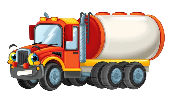 Bombeiro dos desenhos animados cisterna caminhão — Fotografia de Stock